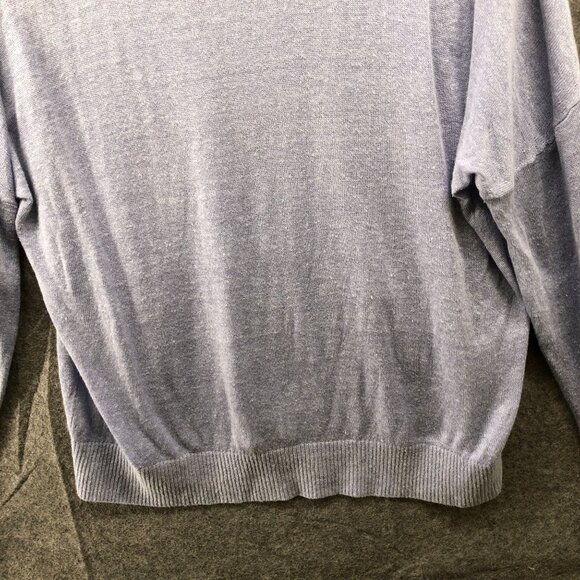 Banana Republic Linen Blend Sweater Womens L Oversized Crewneck Relaxed Blue - Picture 4 of 9